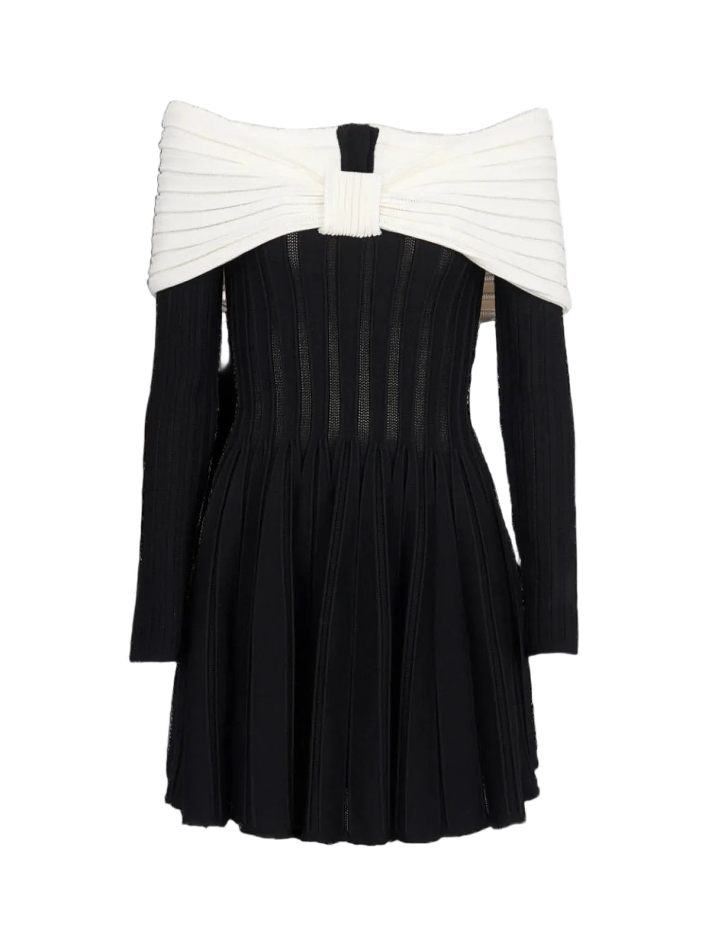 Balmain Off Shoulder Knitted Minidress