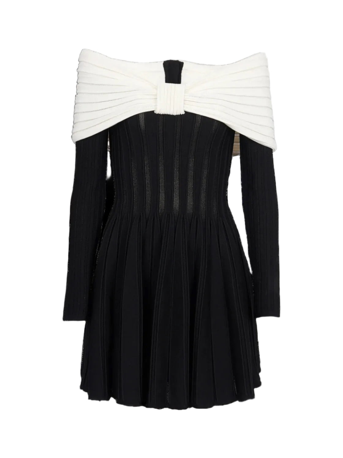 Balmain Off Shoulder Knitted Minidress