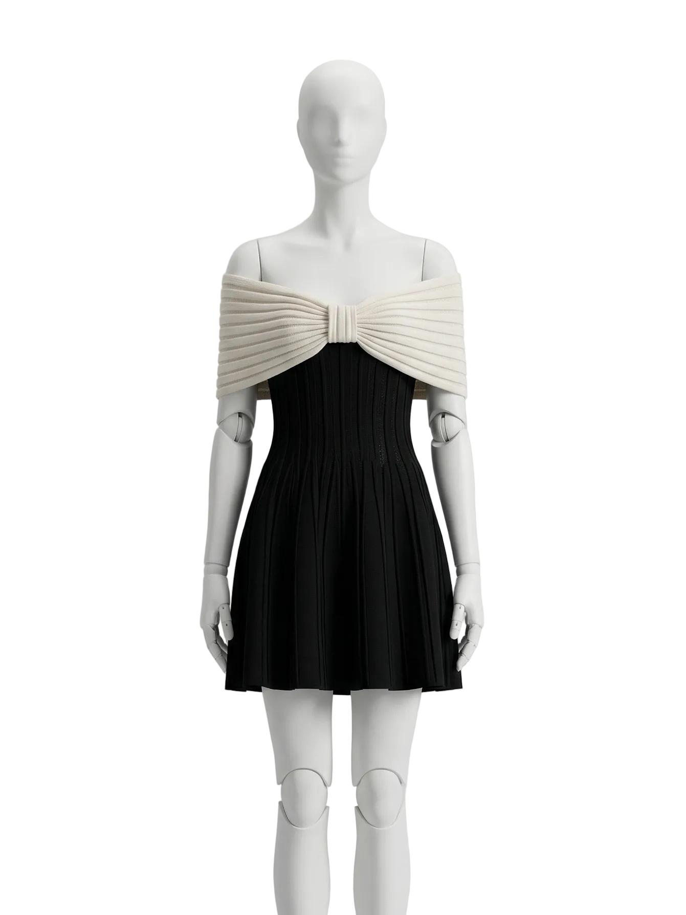Balmain Off Shoulder Knitted Minidress