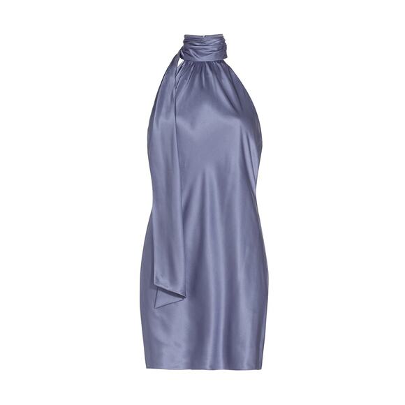 Cinq a Sept Dinah Silk Scarf Neck Dress in Purple