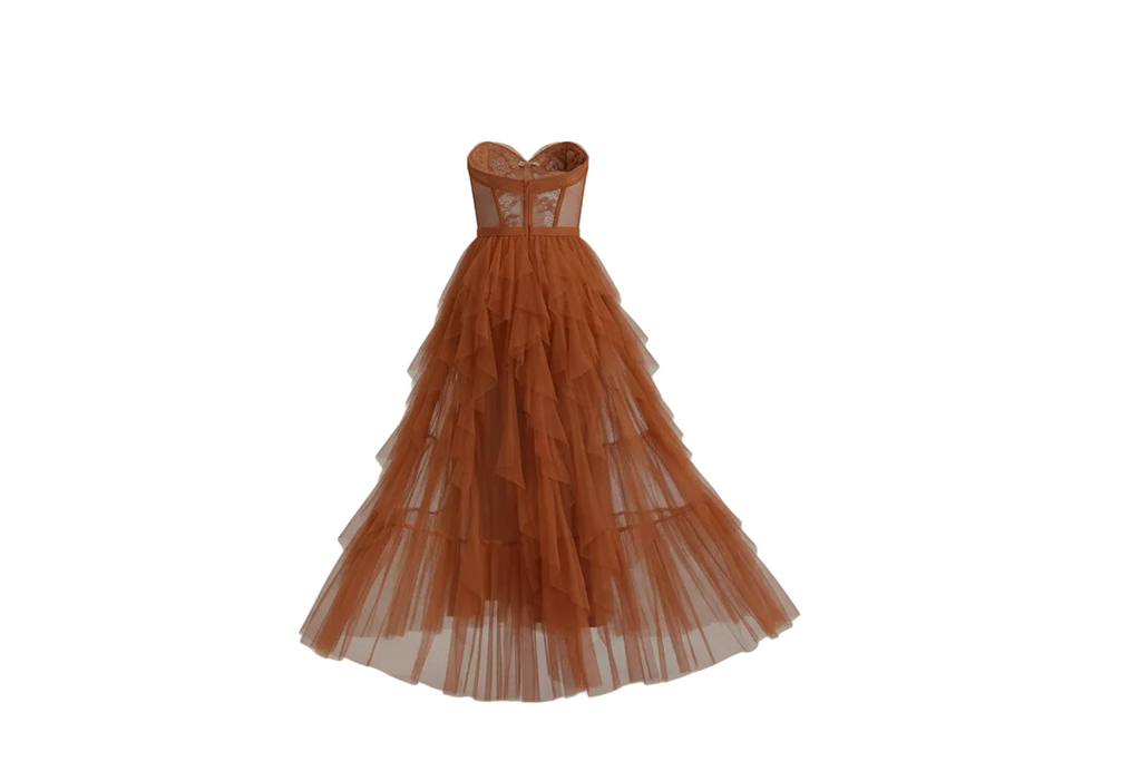 For Love and Lemons X Revolve/Bustier Gown in Rust