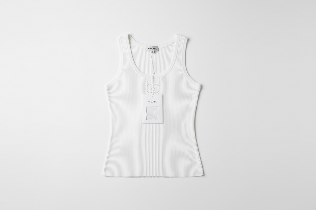 Chanel Ribbed Knit Tank Top in White