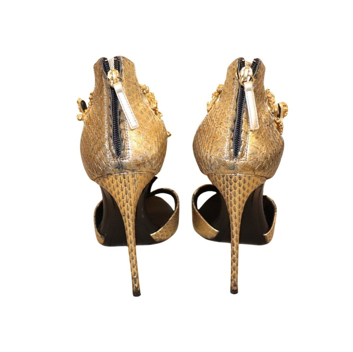 Giuseppe Zanotti Gold Coral Branch Python Leather Heels