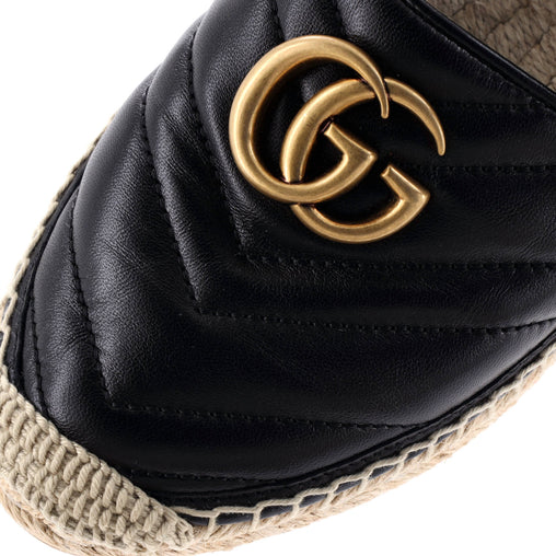 Gucci Black Leather GG Espadrilles