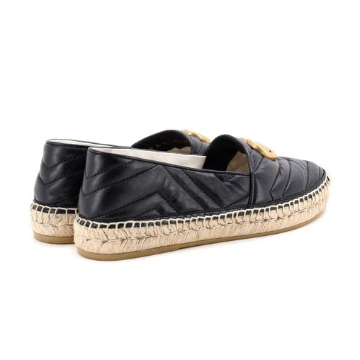 Gucci Black Leather GG Espadrilles