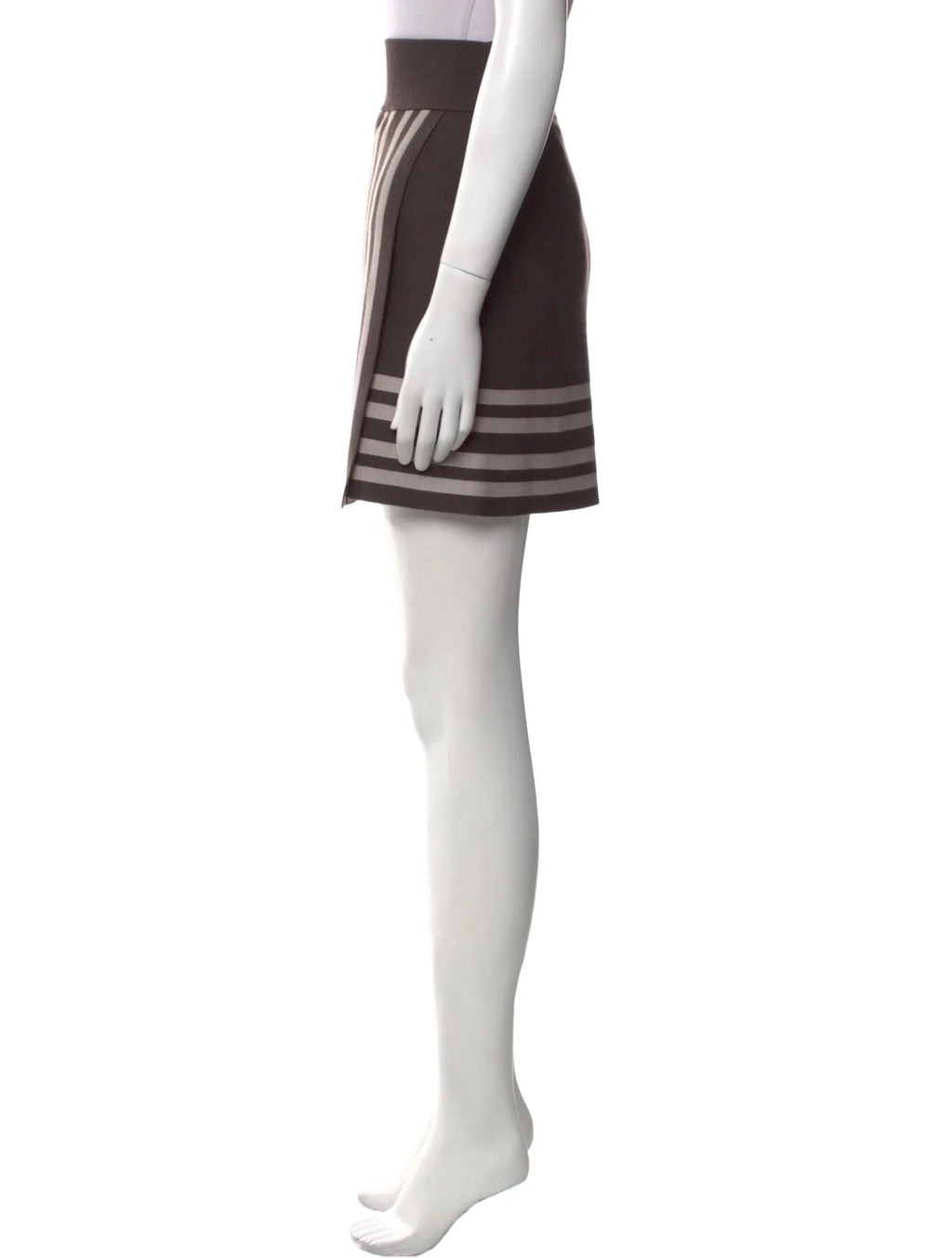 Hermes Cashmere Skirt in Brown and Brown Polka Dots with Slit