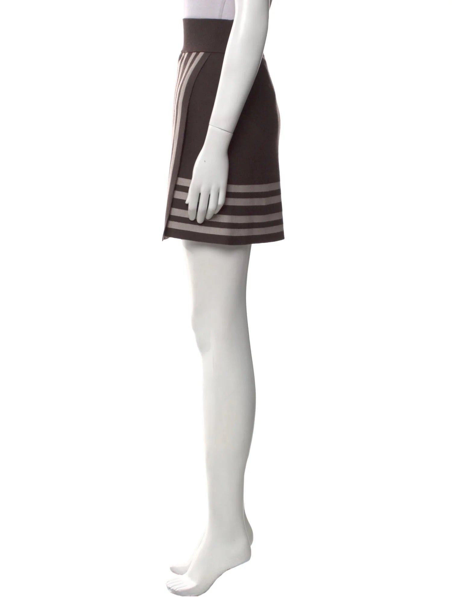 Hermes Cashmere Skirt in Brown and Brown Polka Dots with Slit