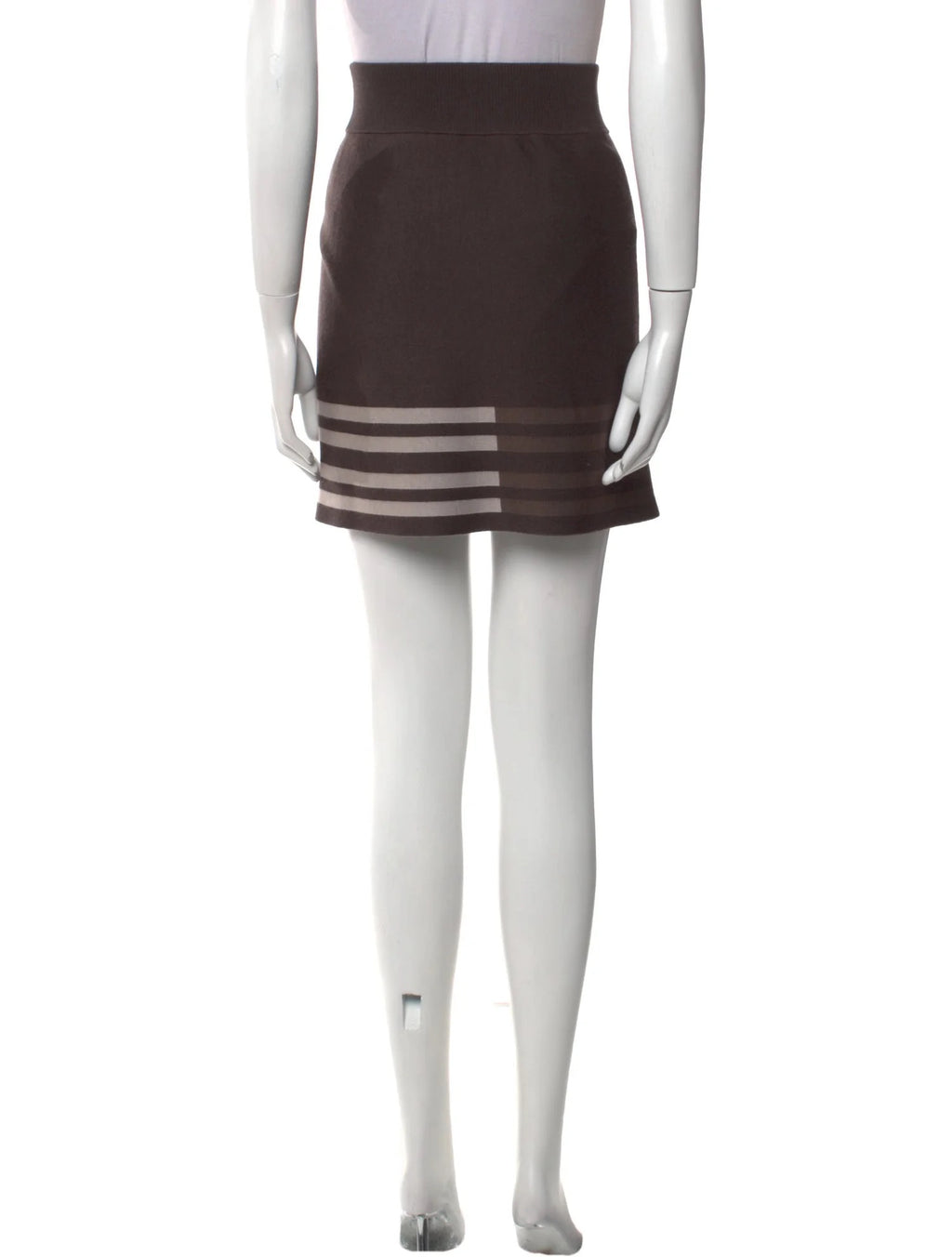 Hermes Cashmere Skirt in Brown and Brown Polka Dots with Slit
