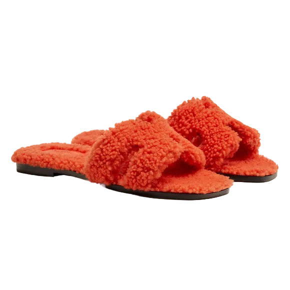Hermes Oran Sandals (Wool Skin Orange)
