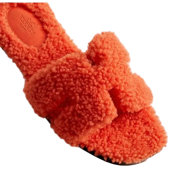 Hermes Oran Sandals (Wool Skin Orange)