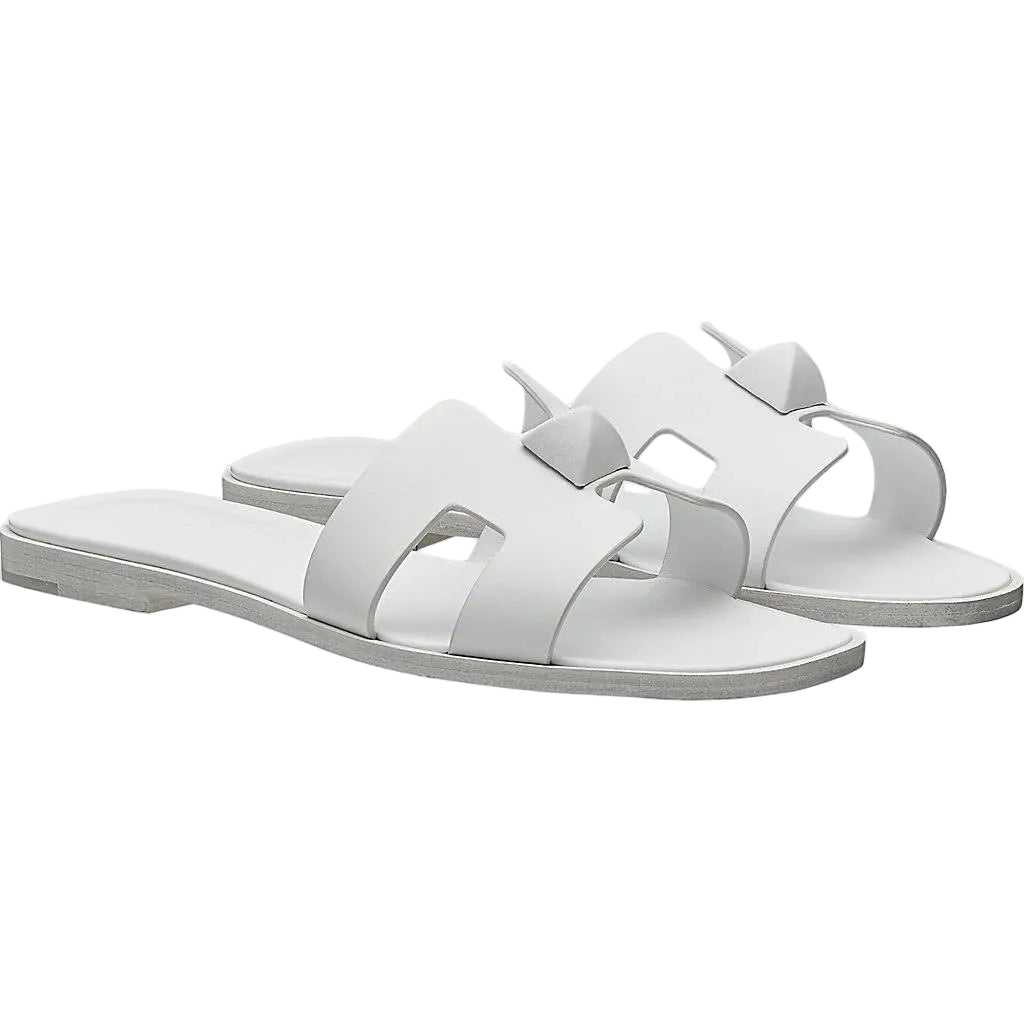 Hermes Oran Sandals in White