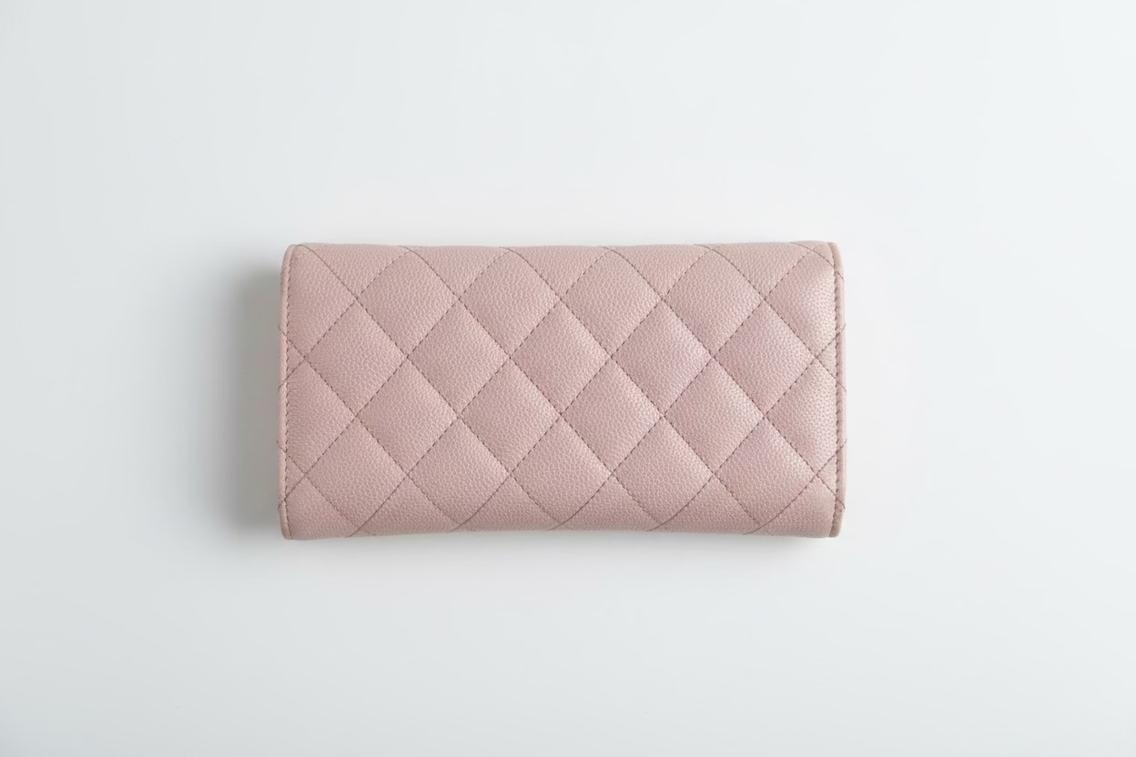 Chanel Caviar Quilted Crystal CC Large Gusset Flap Wallet