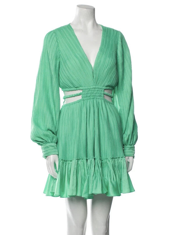 Jonathan Simkhai V-neck Mini Dress in Green