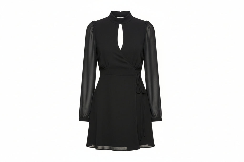 Reformation Black Ottessa Wrap Mini Dress