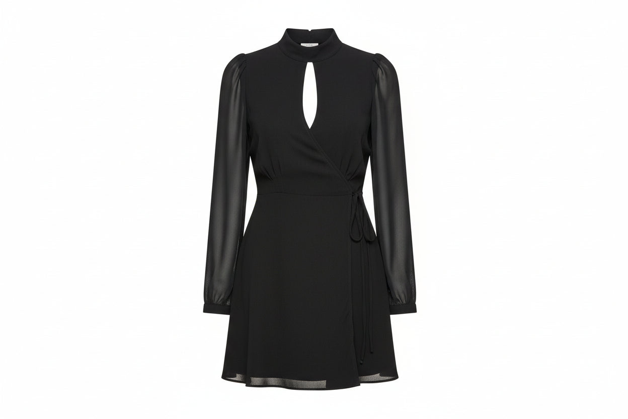 Reformation Black Ottessa Wrap Mini Dress