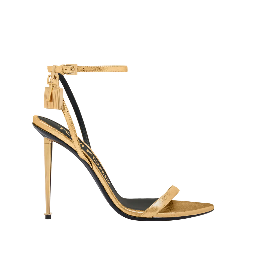 Tom Ford Padlock Metallic Leather Sandals