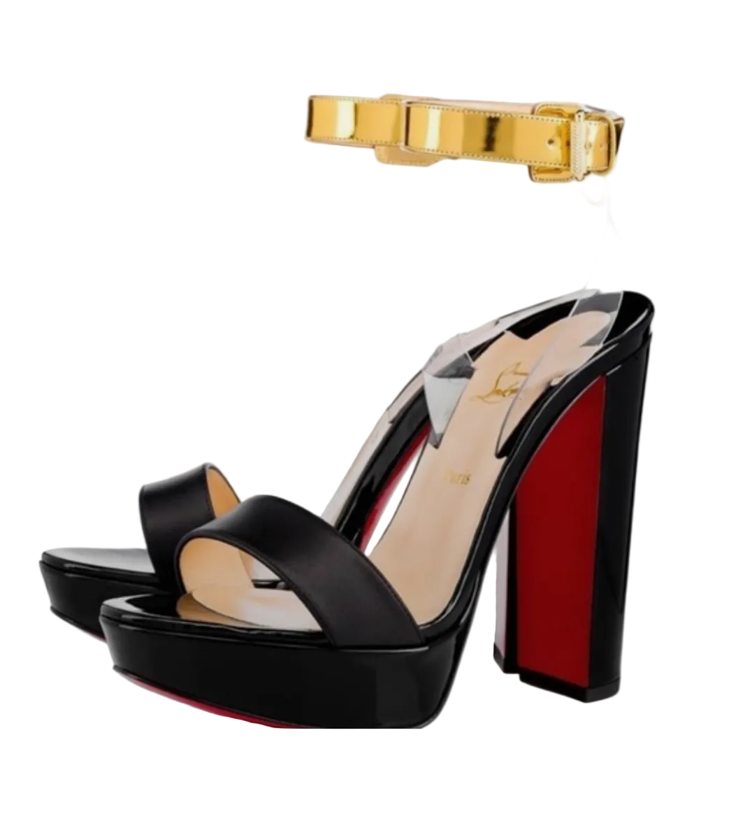 Christian louboutin black cherry sandal platform. (As is)