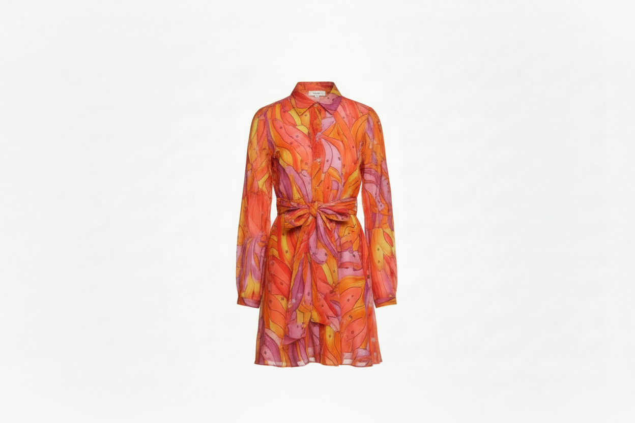 Farm Rio Floral Print Shirt Mini Dress