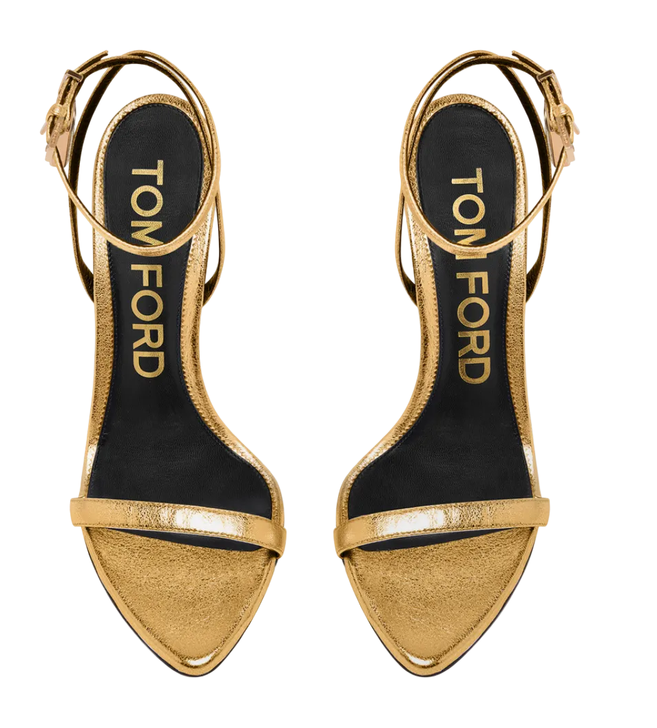 Tom Ford Padlock Metallic Leather Sandals