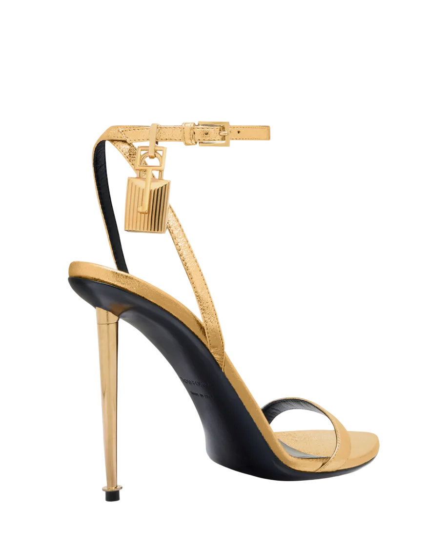 Tom Ford Padlock Metallic Leather Sandals