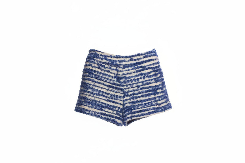Tibi New York Chenille Tweed Shorts in Blue