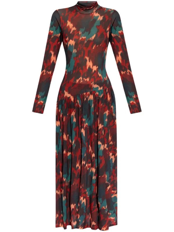 Ulla Johnson Printed Long Dress in Red