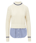 Veronica Beard Fritz Mixed Media Sweater in Ivory