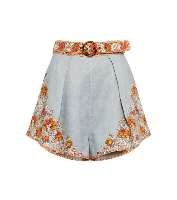 Zimmermann Andie Floral Linen High-Rise Shorts